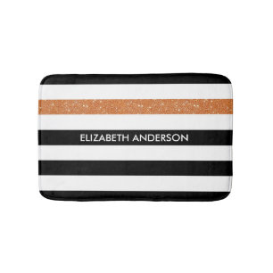 Tapete De Banheiro Modern Black Stripes FAUX Orange Glitz e Nome