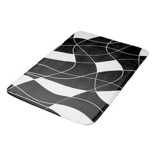 Tapete De Banheiro modern Black &white abstract pattern Bath Mat (Angulado)