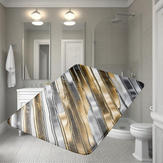 Tapete De Banheiro Modern, cool, chic, silver and gold stripe pattern