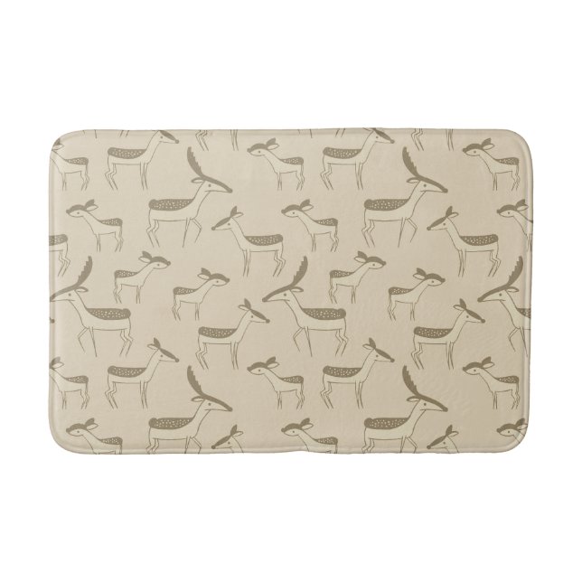 Tapete De Banheiro Modern Deer Illustration Beige Pattern (Frente)