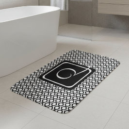 Tapete De Banheiro Modern Geometric Monogram Black White