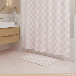 Tapete De Banheiro Modern Pink Checkered Pattern