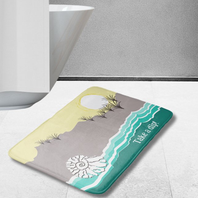 Tapete De Banheiro Modern Sunset Beach Shell Turquoise Yellow Sand (Modern Sunset Beach Shell Turquoise Yellow Sand Bath Mat)