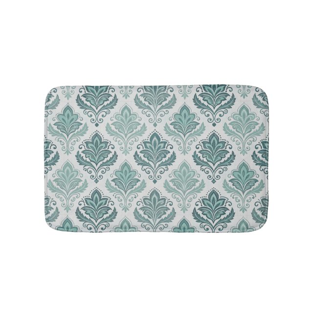 Tapete De Banheiro Modern Teal Nordic Damask (frente)