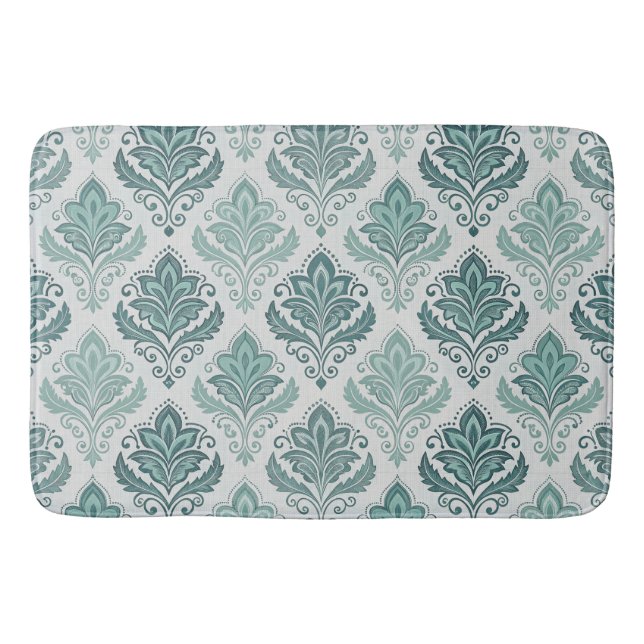 Tapete De Banheiro Modern Teal Nordic Damask (Frente)