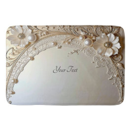 Tapete De Banheiro Modern White Flowers Pearls Bath Mat