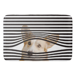 Tapete De Banheiro Moderno preto e branco listras engraçadas cão mode