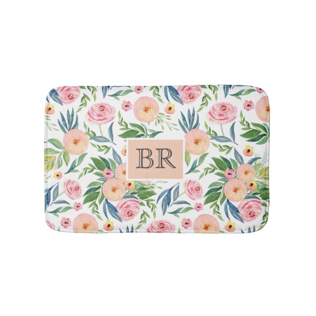 Tapete De Banheiro Moedas d'água pastel rosa e pêssego (frente)