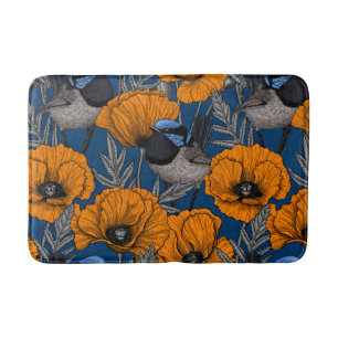 Tapete De Banheiro Moinhos de fada e flores de papoila laranja