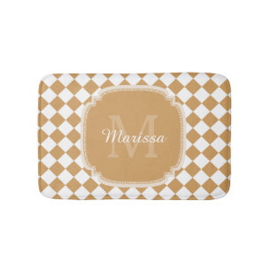 Tapete De Banheiro Monograma Amarelo Dourado Verificado Com Nome