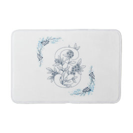 Tapete De Banheiro Monograma Azul Inicial Calm Floral