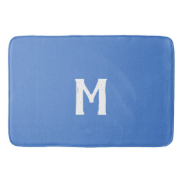 Tapete De Banheiro Monograma Branco Azul