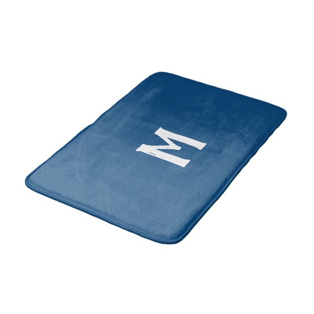 Tapete De Banheiro Monograma Branco Azul Azure (Angulado)