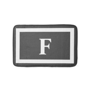 Tapete De Banheiro Monograma Branco de Cinzas Simples Moderna