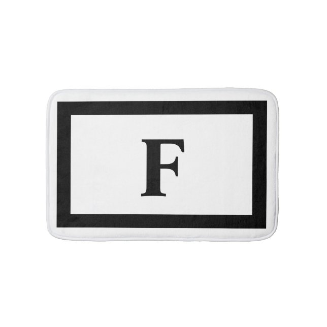 Tapete De Banheiro Monograma Branco e Preto Moderno (frente)