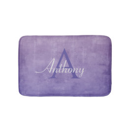 Tapete De Banheiro Monograma com Abstrato ruidoso de Cinza azul púrpu