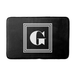 Tapete De Banheiro Monograma corajoso   de 3 quadros preto & branco