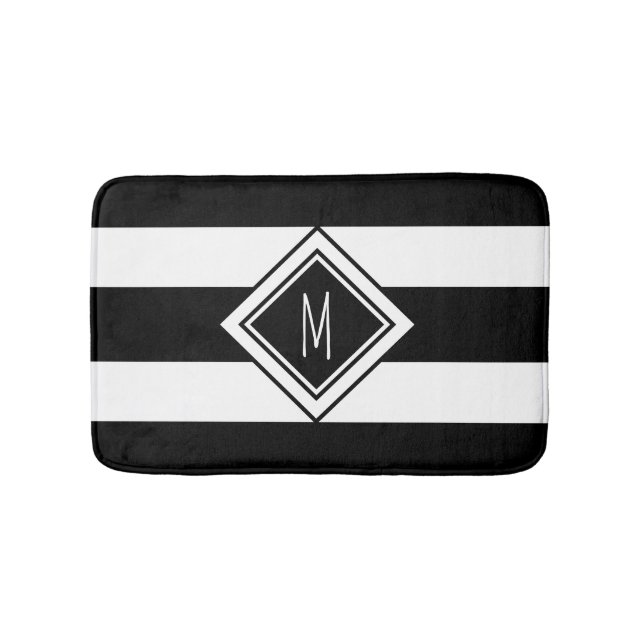 Tapete De Banheiro Monograma das Bandas Brancas e Pretas Modernas (frente)