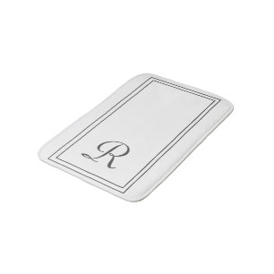 Tapete De Banheiro Monograma das faixas brancas e pretas elegantes