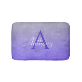 Tapete De Banheiro Monograma de Abstrato ruidoso de Cinza azul Elegan