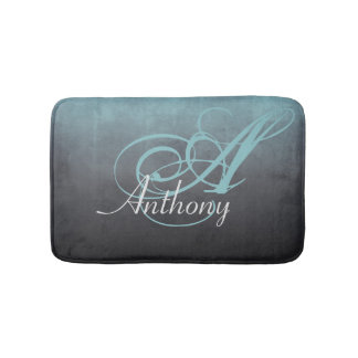 Tapete De Banheiro Monograma de Abstrato Rústica Preta da Cinza