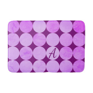 Tapete De Banheiro Monograma de Círculos Violeta, Magenta Roxo e Rosa