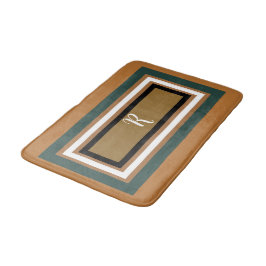 Tapete De Banheiro Monograma de cobre bronze verde geométrico ousado