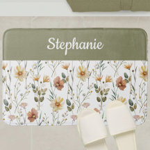 Monograma de Flor Silvestre Aquarela Verde Sage Bo