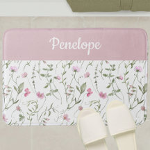 Monograma de Flor Silvestre com Aquarela Rosa Verd