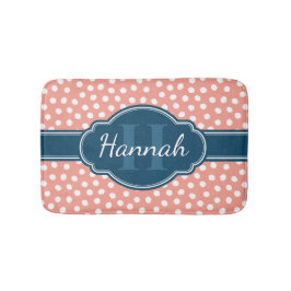 Tapete De Banheiro Monograma de Marinho de Padrão Branco Cor-de-Rosa