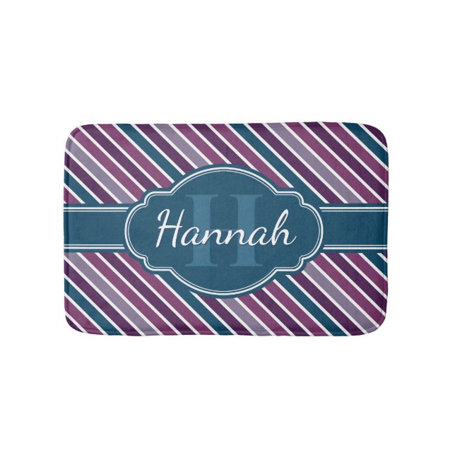 Tapete De Banheiro Monograma do padrão de distribuição de negros bran (frente)