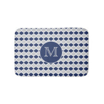 Monograma do Quatrefoil marinho Azul e Cinza