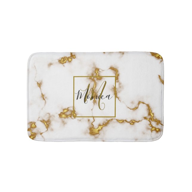 Tapete De Banheiro Monograma Dourado Marble, elegante e real do luxo (frente)
