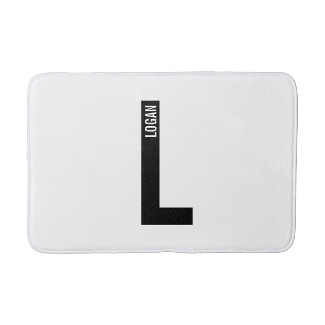 Tapete De Banheiro Monograma e Nome de Negrito Personalizado Moderno (Frente)