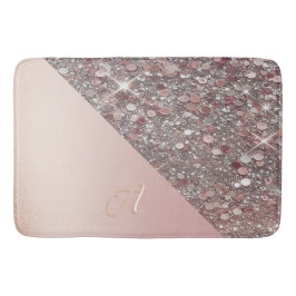 Tapete De Banheiro Monograma Elegante em Dourado Rosa