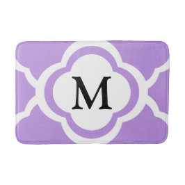 Tapete De Banheiro Monograma Elegante em Quatrefoil Roxo