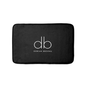 Tapete De Banheiro Monograma Elegante Mínimo Clássico Preto Moderno