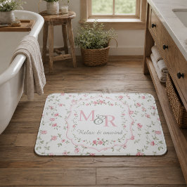 Tapete De Banheiro Monograma Floral Romântico | Casa de Campo Vintage