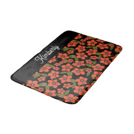 Tapete De Banheiro Monograma Floral Vermelho em Aquarela