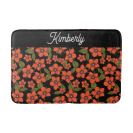 Tapete De Banheiro Monograma Floral Vermelho em Aquarela