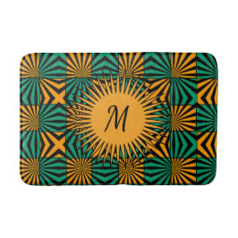 Tapete De Banheiro Monograma Geométrico Dourado Verde Moderno