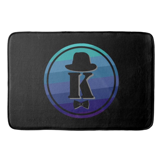 Tapete De Banheiro Monograma Inicial De Omã Azul Para Homens (Frente)