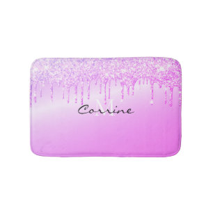 Tapete De Banheiro Monograma Metálico Magenta Rosa Quente, Colírio