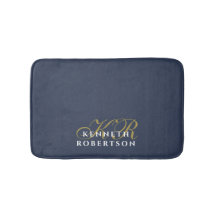 Monograma Minimalista Azul Naval Poeirento Dourado