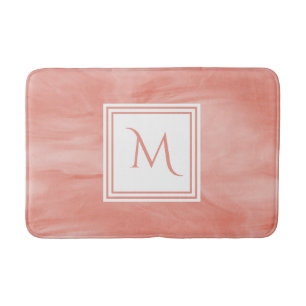 Tapete De Banheiro Monograma Moderno de Marble Sutil Cor-de-rosa Simp
