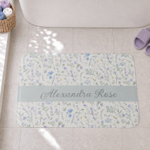 Monograma Nome Flor Silvestre Aquarela Roxo Azul