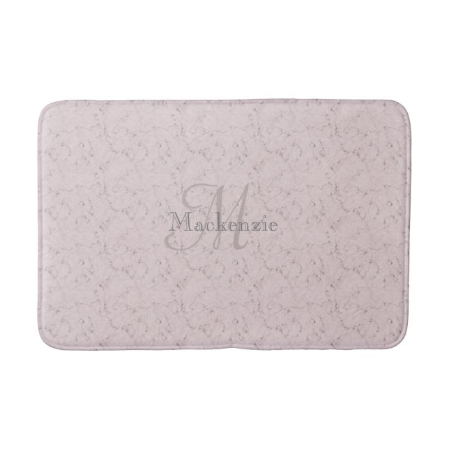 Tapete De Banheiro Monograma Nome personalizado Blush Pink Elegante C (Frente)