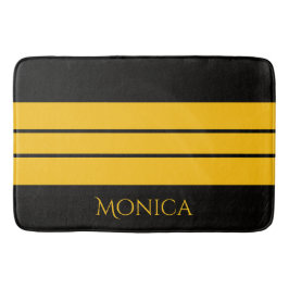 Tapete De Banheiro monograma nome preto e amarelo moderno