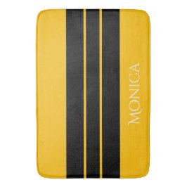 Tapete De Banheiro monograma nome preto e amarelo moderno