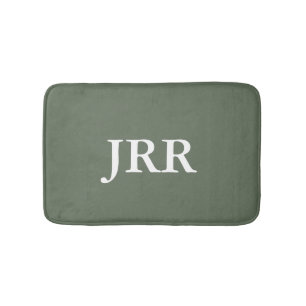 Tapete De Banheiro Monograma Personalizado Profundo Lichen Verde